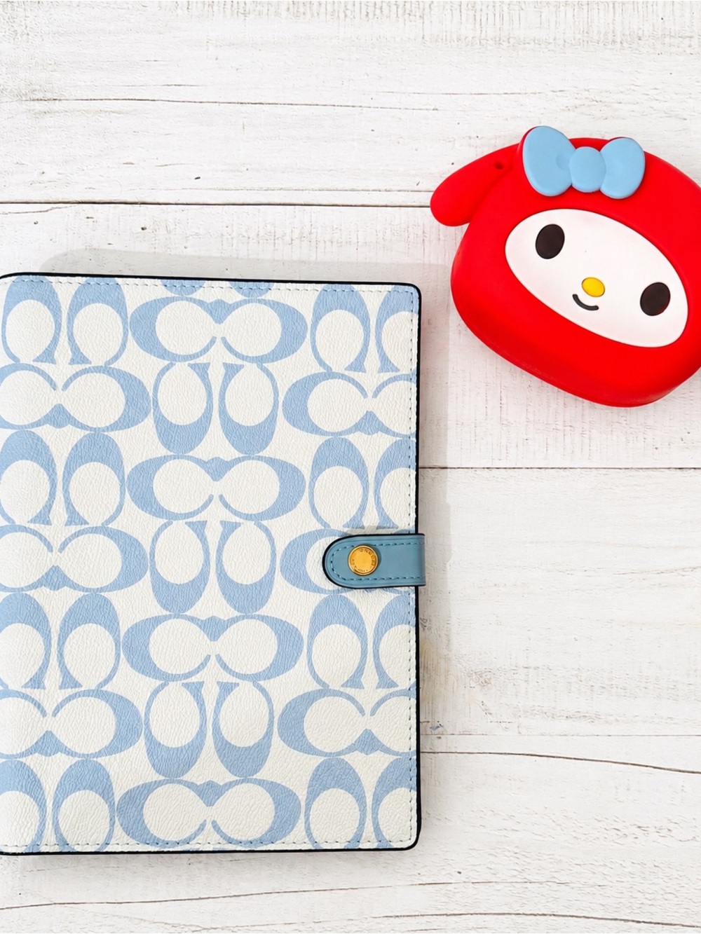 Coach Blue Signature Notebook & My Melody Zipper Pouch Bundle